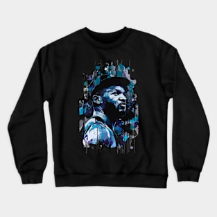 Black Soldier in Hat and Uniform Looking to the Horizon in Ink Painting Style Crewneck Sweatshirt